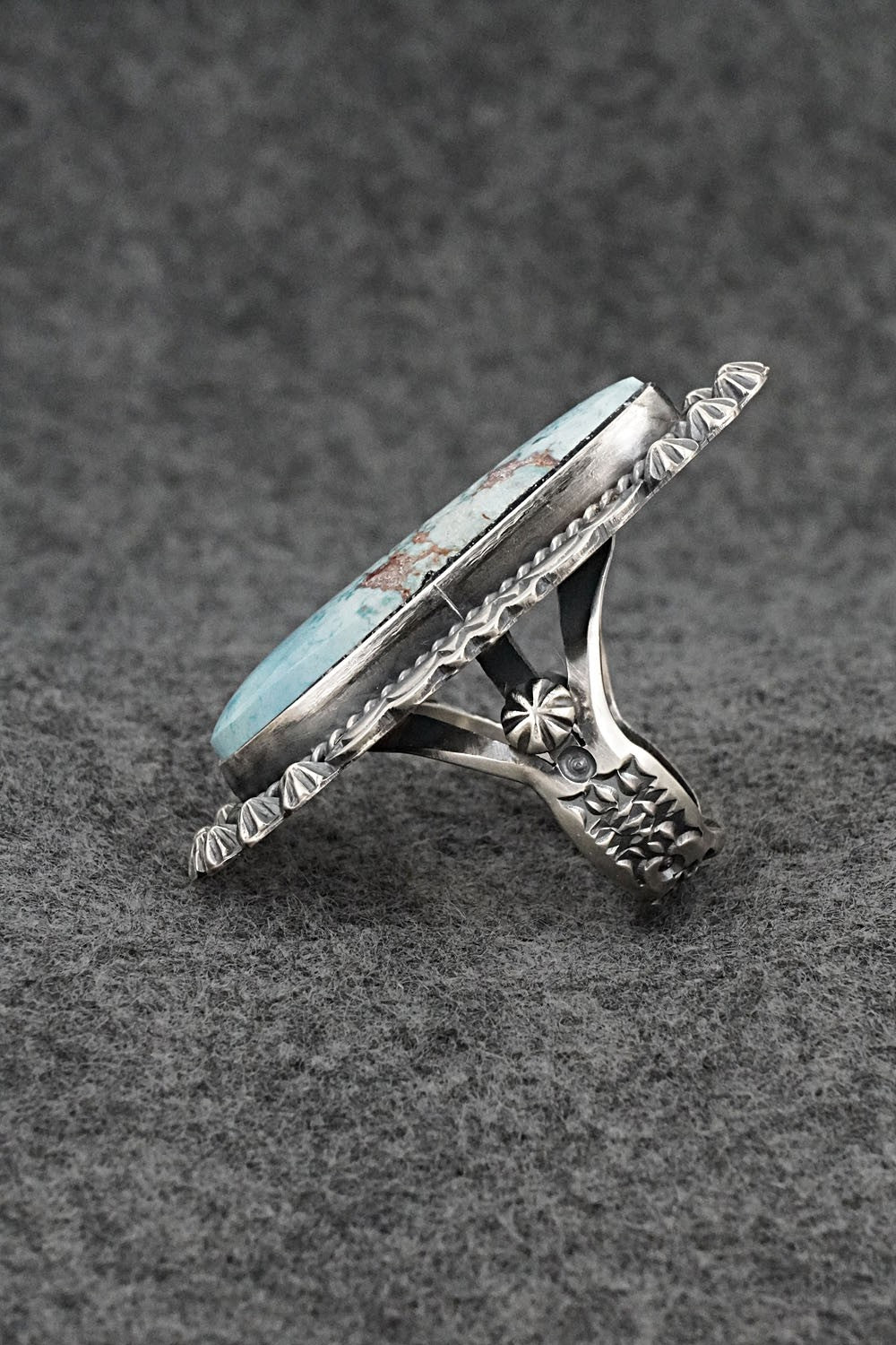 Turquoise & Sterling Silver Ring - Raymond Delgarito - Size 9.5