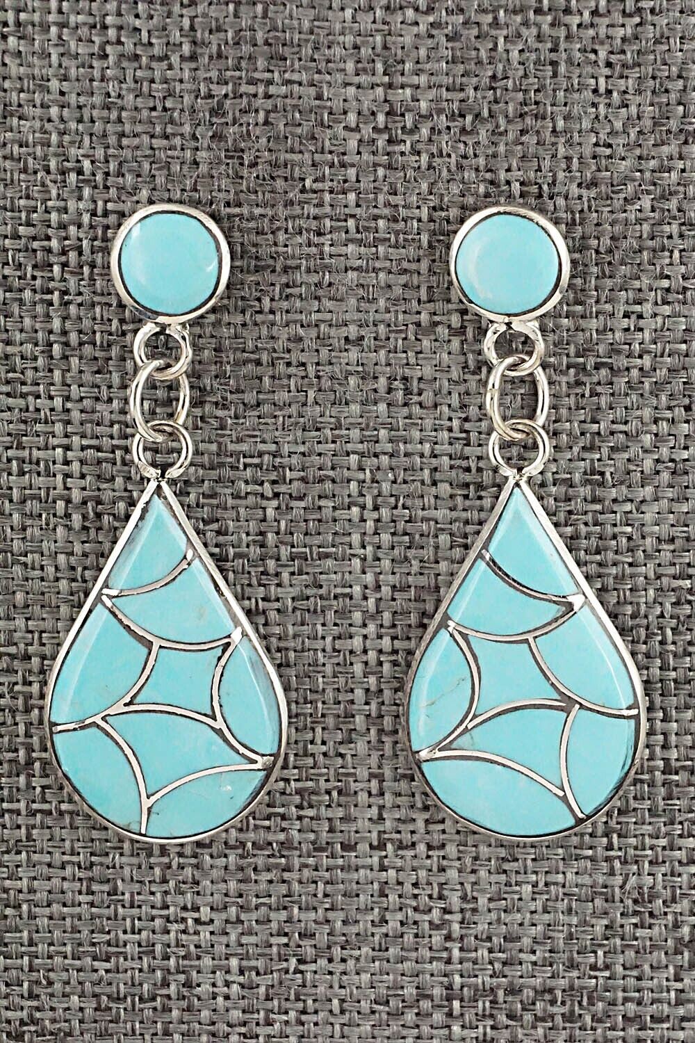 Turquoise & Sterling Silver Inlay Earrings - Delorna Lahi