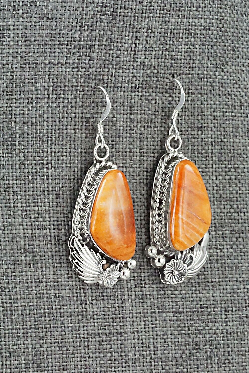 Spiny Oyster & Sterling Silver Earrings - Fannie Platero