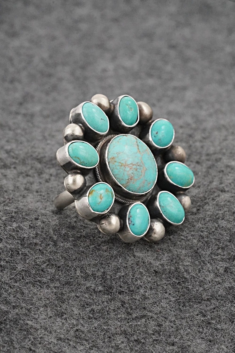 Turquoise & Sterling Silver Ring - Kathleen Livingston - Size Adjustable