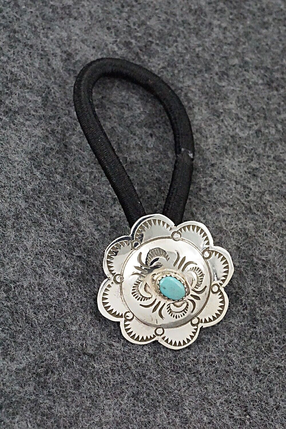 Turquoise & Sterling Silver Hair Tie - Bertha Begay