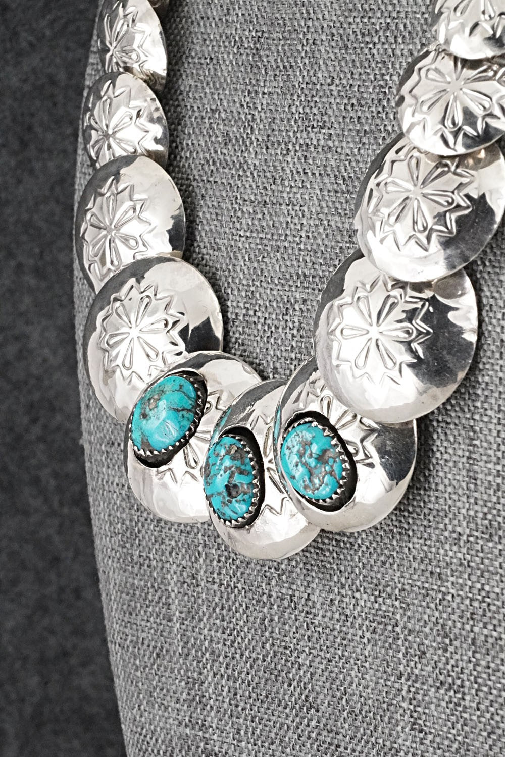 Turquoise & Sterling Silver Necklace and Earrings Set - Tim Thompson