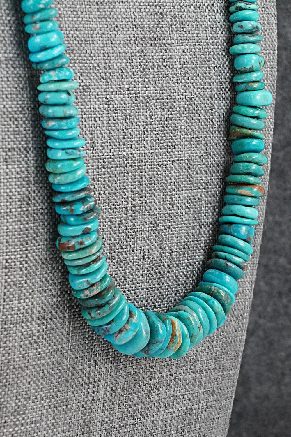 Turquoise & Sterling Silver Necklace 22" - Doreen Jake