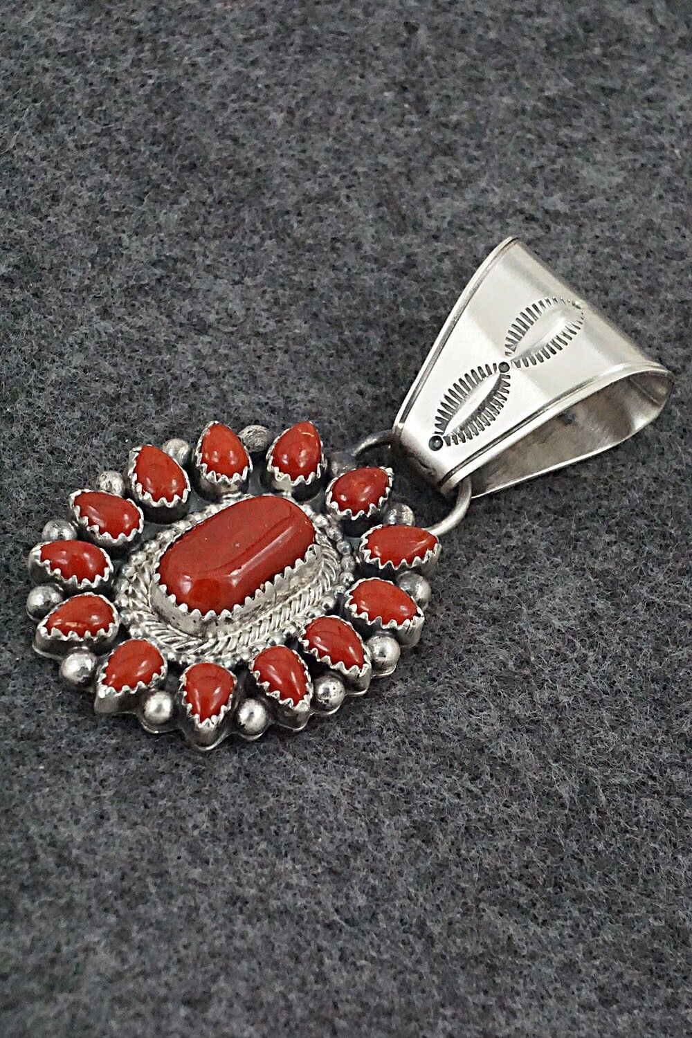 Coral & Sterling Silver Pendant - Tom Lewis