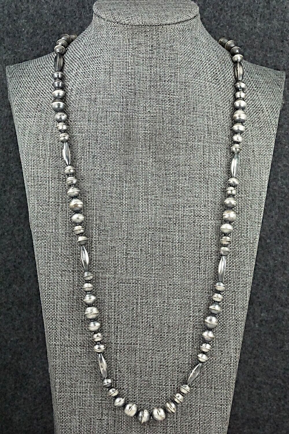 Sterling Silver Navajo Pearl Necklace 26" - Vintage