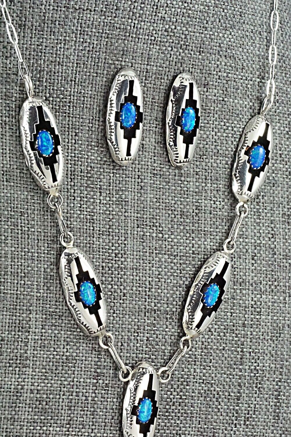 Opalite & Sterling Silver Necklace and Earrings Set - Felix Perry