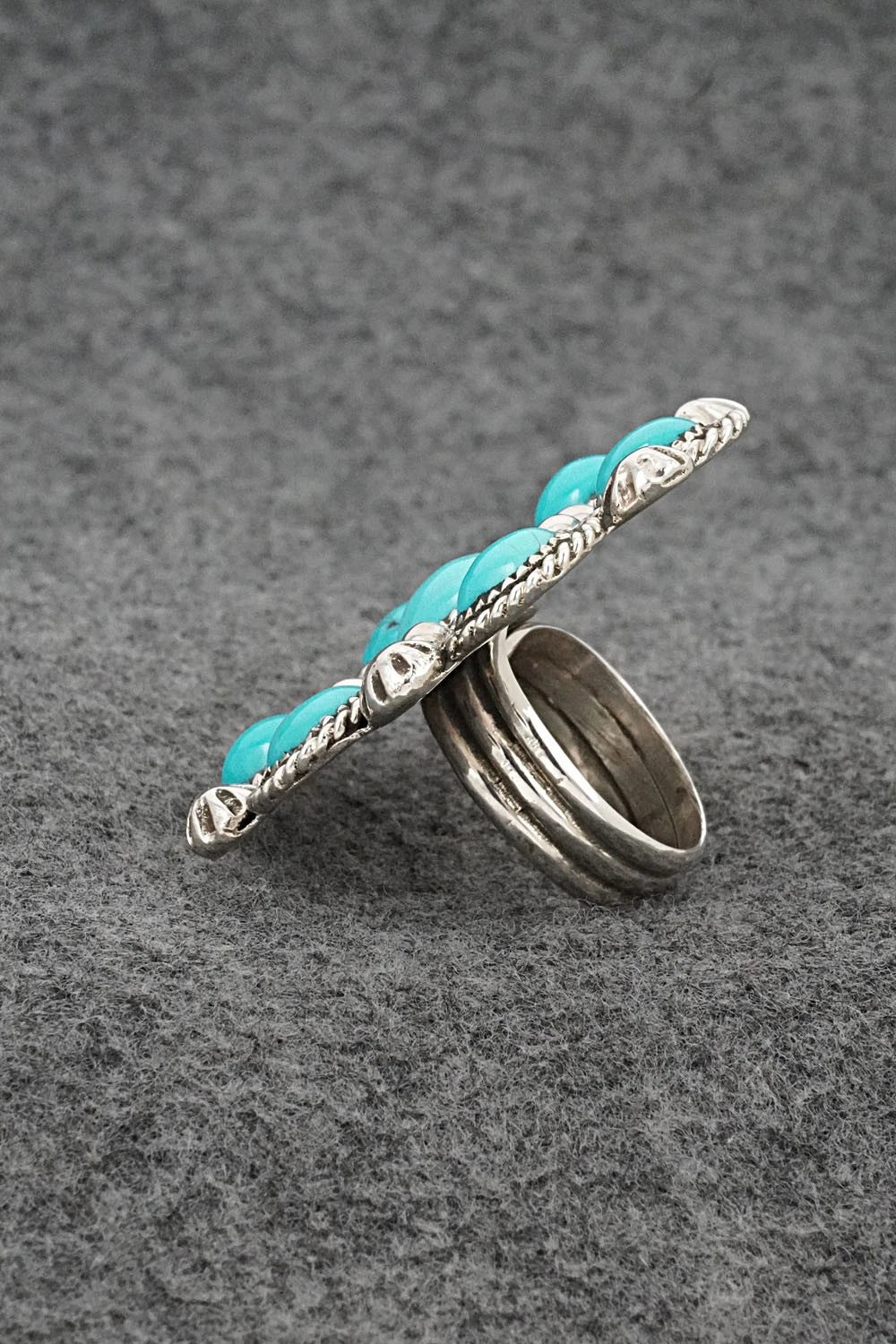 Turquoise & Sterling Silver Ring - Darius Arviso - Size 8, Adj.