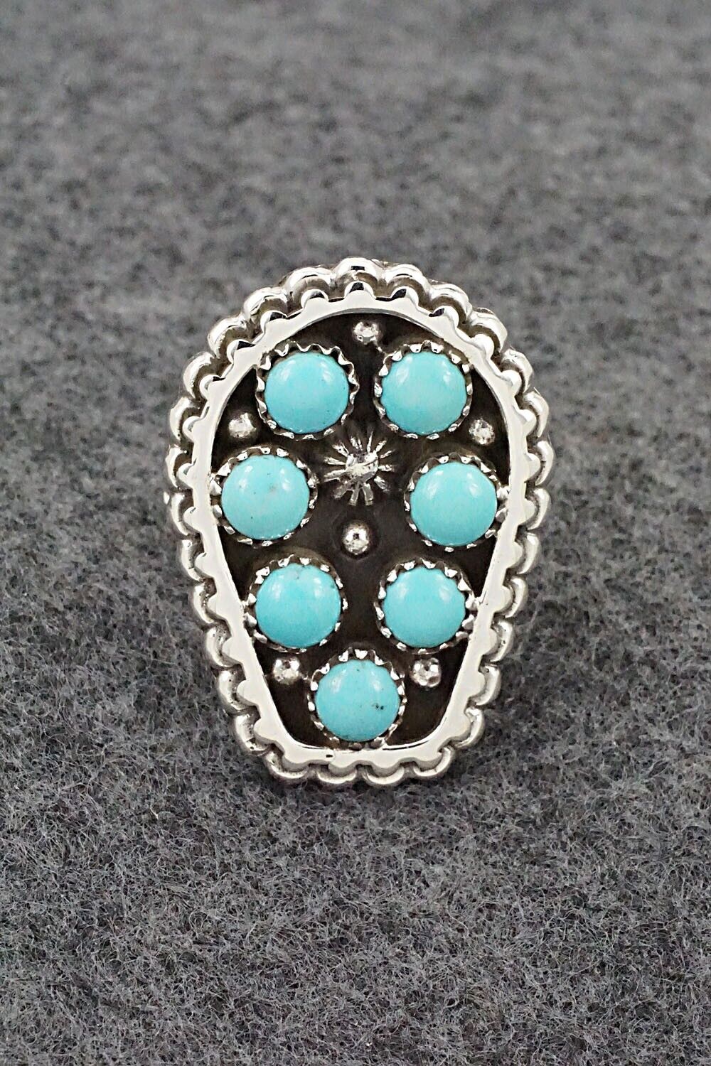 Turquoise & Sterling Silver Ring - Kenny Lonjose - Size 8.75