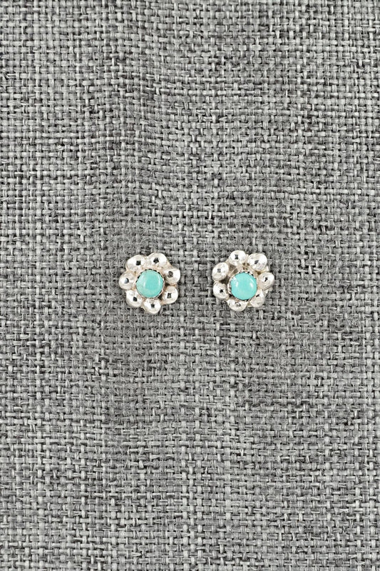 Turquoise & Sterling Silver Earrings - Roland Yatsate