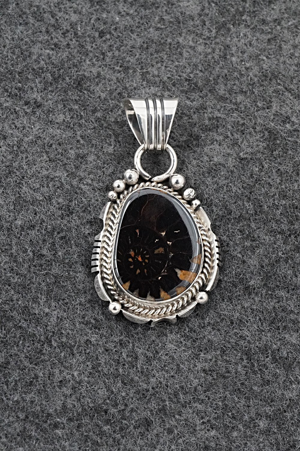 Ammonite & Sterling Silver Pendant - Samuel Yellowhair