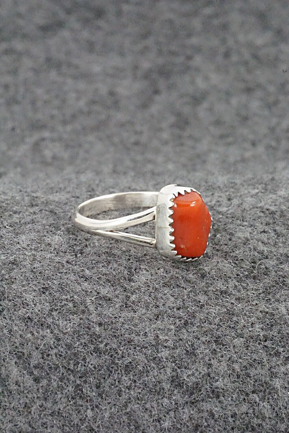 Coral & Sterling Silver Ring - Letricia Largo - Size 6