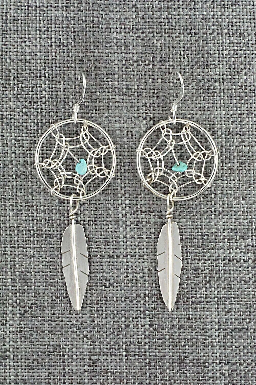 Turquoise & Sterling Silver Earrings - Lorenzo Arviso Jr.