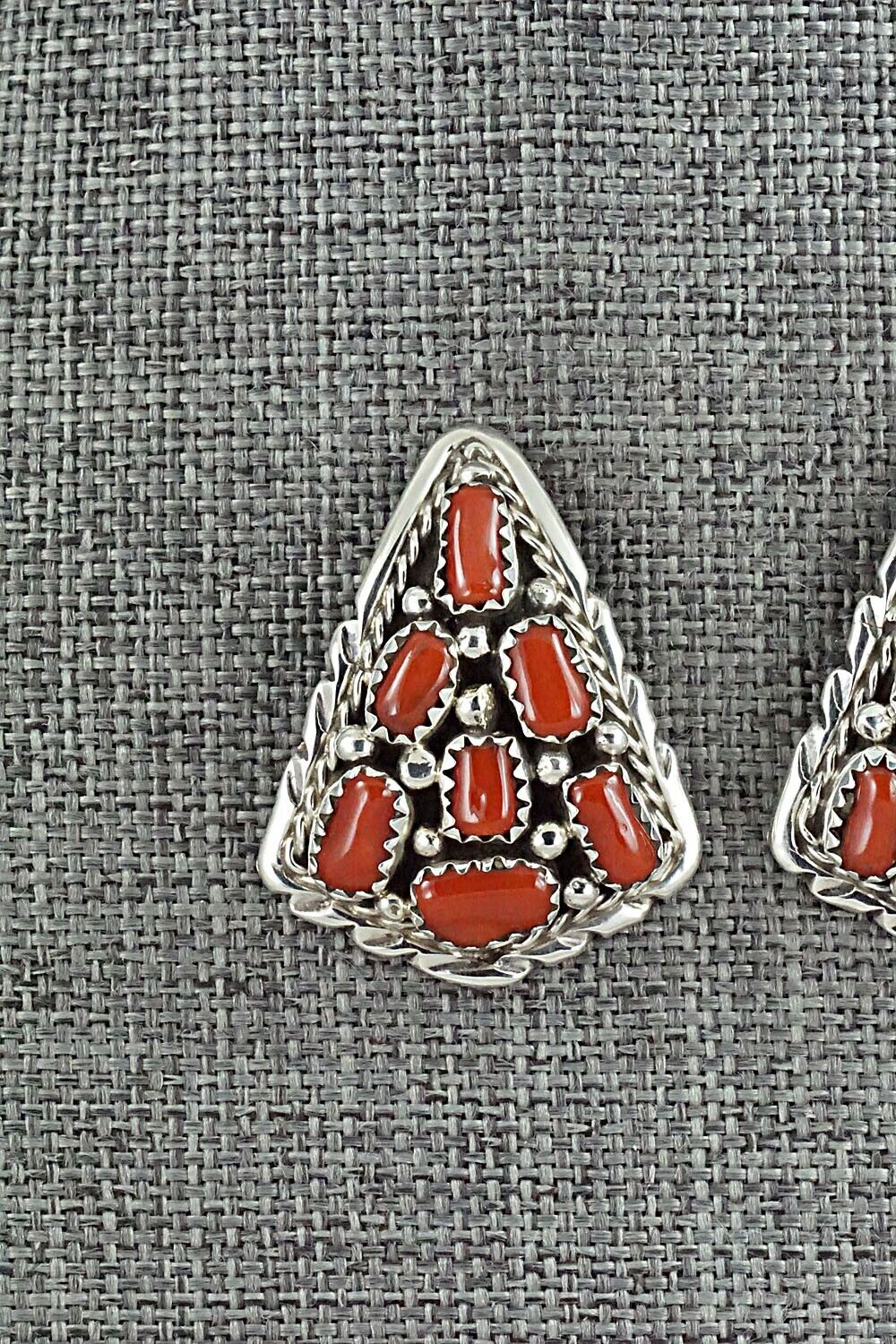 Coral & Sterling Silver Earrings - Melvin Chee