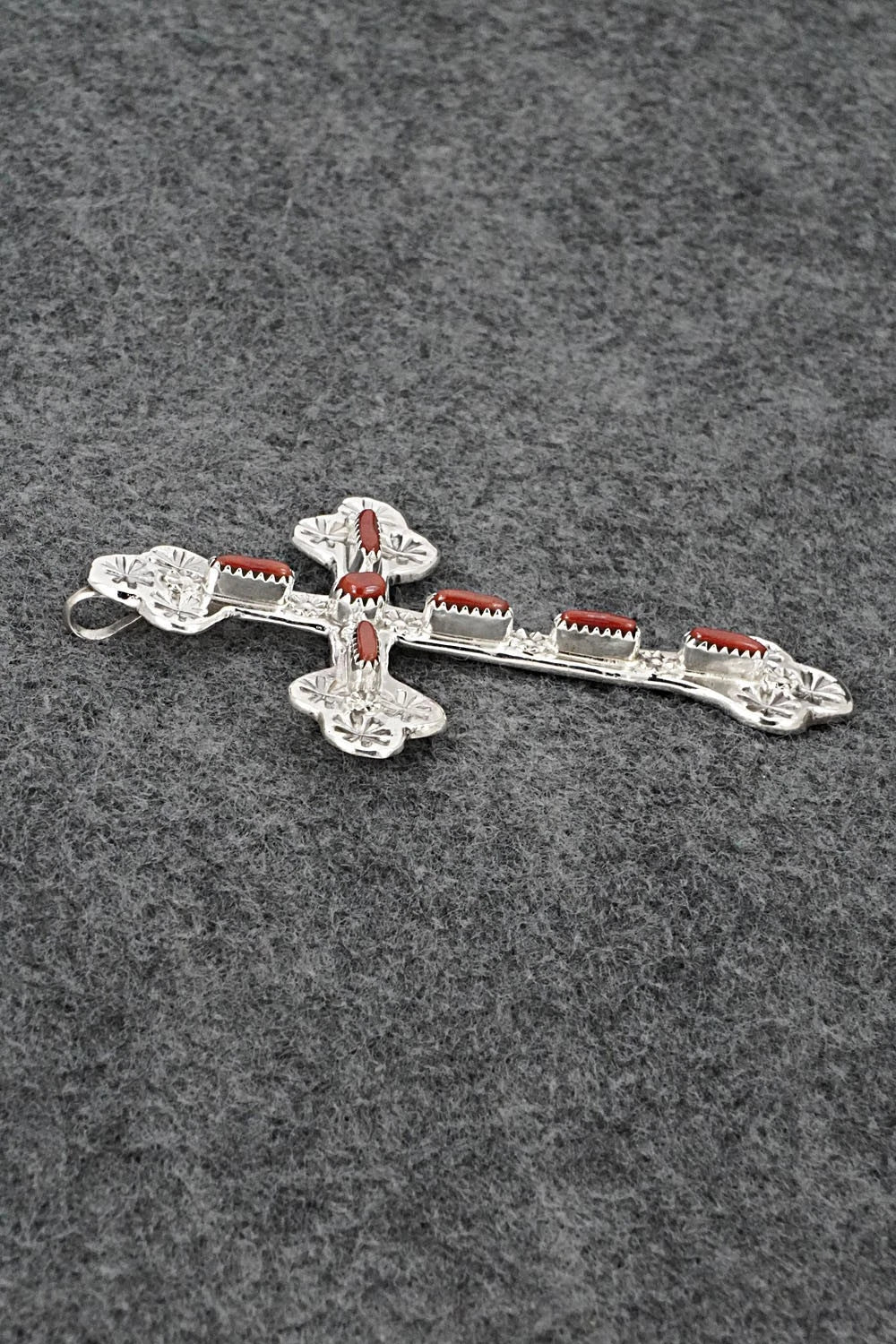 Coral & Sterling Silver Pendant - Murray Hannaweeka