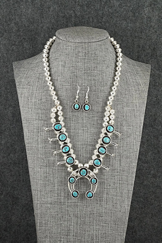Turquoise & Sterling Silver Squash Blossom Set - Phil Garcia