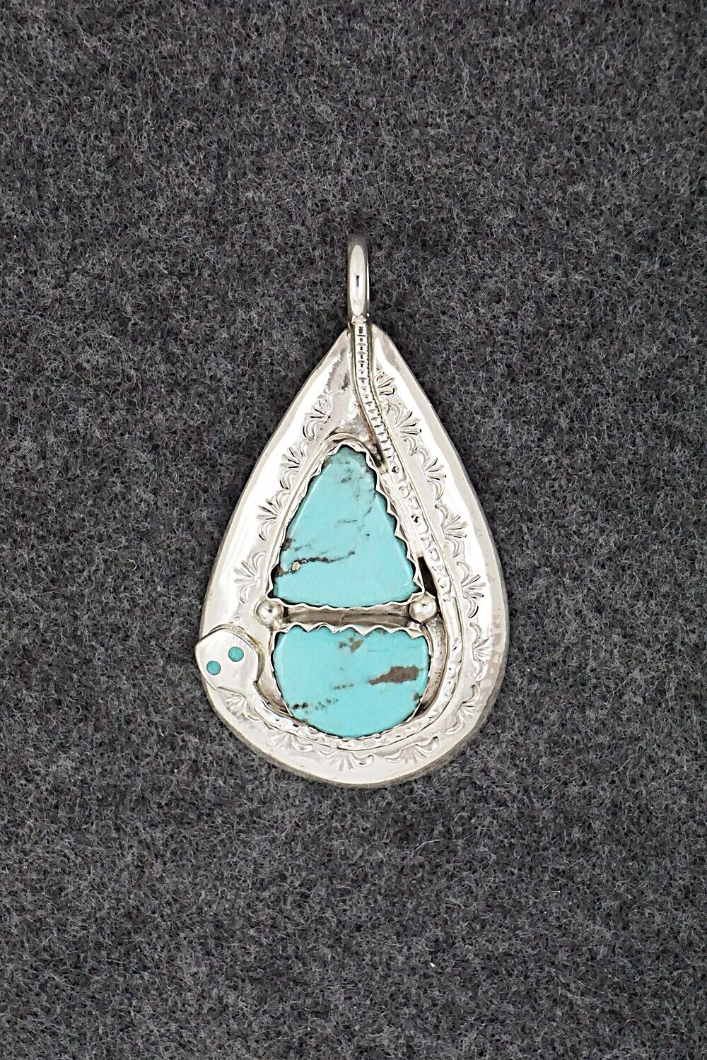 Turquoise and Sterling Silver Pendant - Joy Calavaza