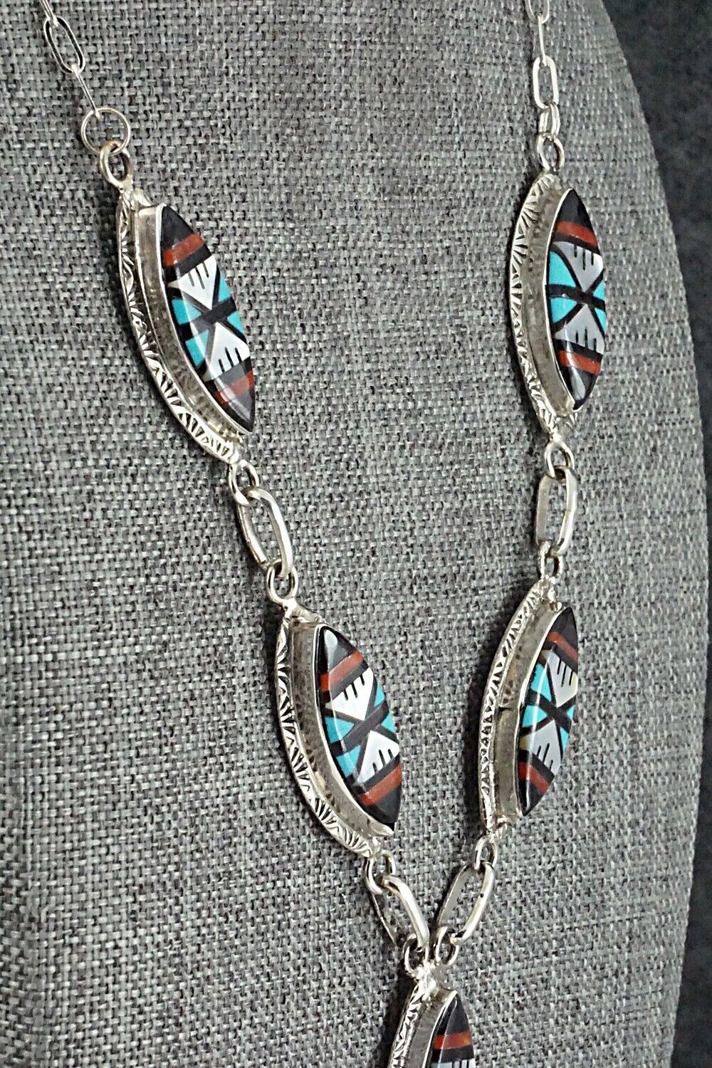 Multi-Stone & Sterling Silver Inlay Necklace Set - Leslie Lamy