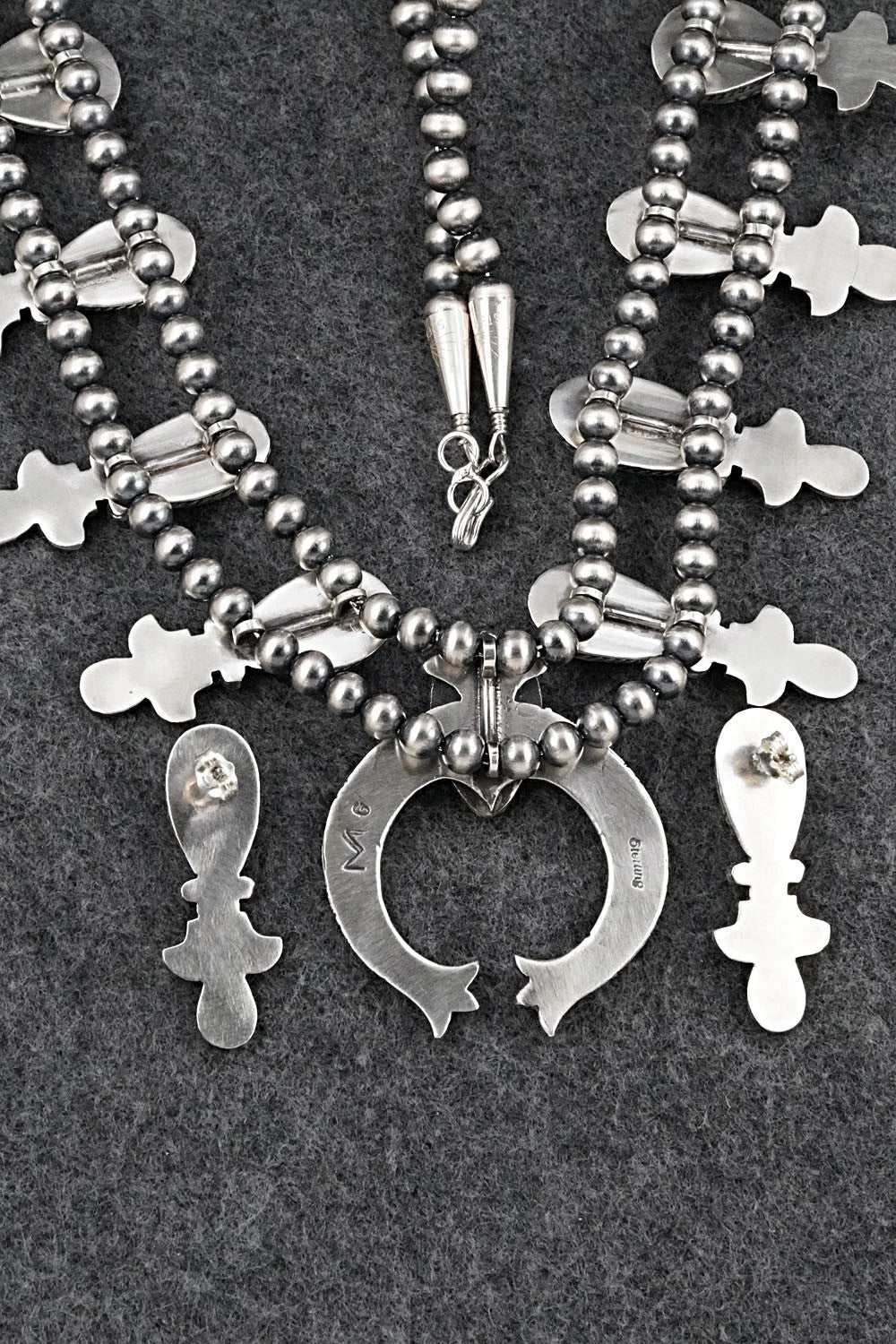 Turquoise & Sterling Silver Squash Blossom Set - Matthew Gordon