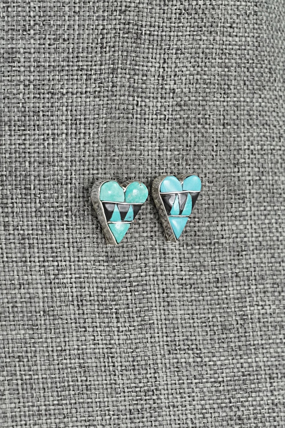 Turquoise, Onyx & Sterling Silver Earrings - Carol Vacit