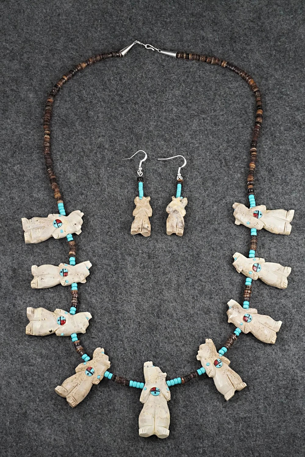 Multi-Stone Bear Fetish & Sterling Silver Necklace Set - Dannette Laate