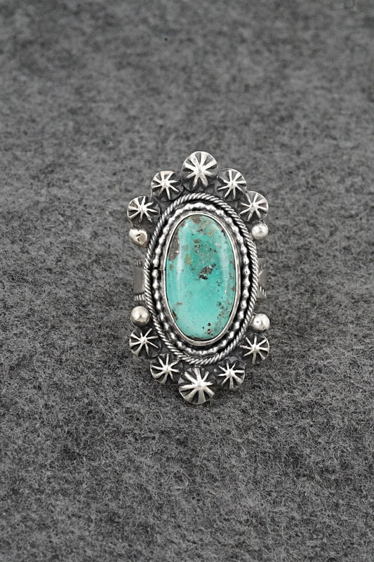 Turquoise & Sterling Silver Ring - Cordell Platero - Size Adjustable
