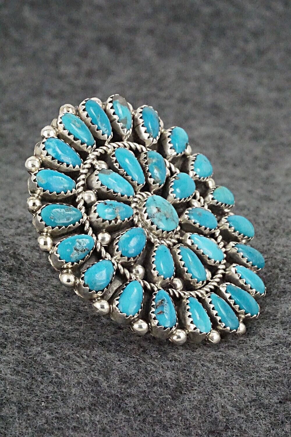 Turquoise & Sterling Silver Ring - Rodney Notah - Size 7.25