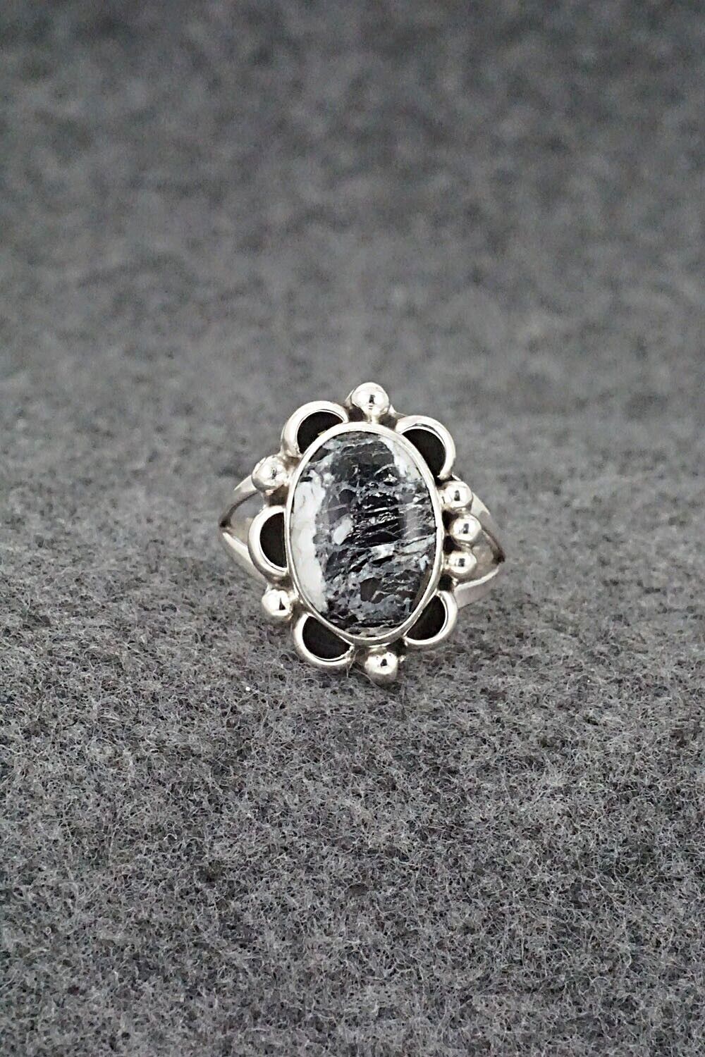 White Buffalo & Sterling Silver Ring - Priscilla Smith - Size 7.5