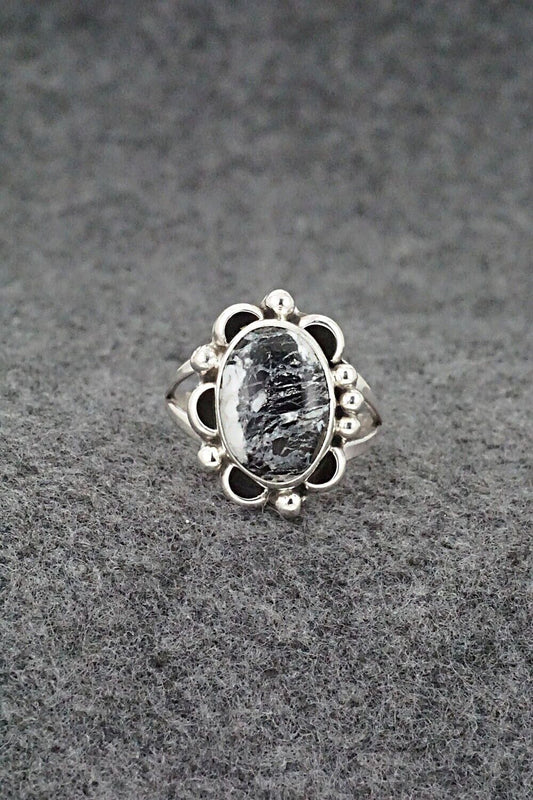 White Buffalo & Sterling Silver Ring - Priscilla Smith - Size 7.5