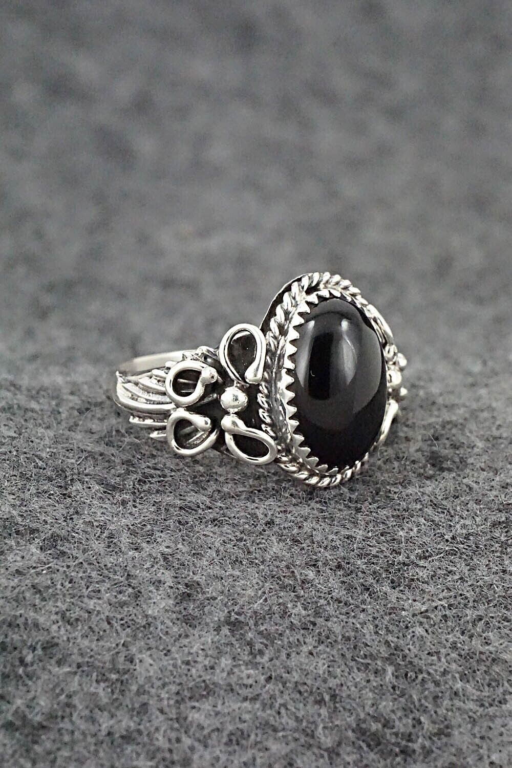 Onyx & Sterling Silver Ring - Jeannette Saunders - Size 9.75