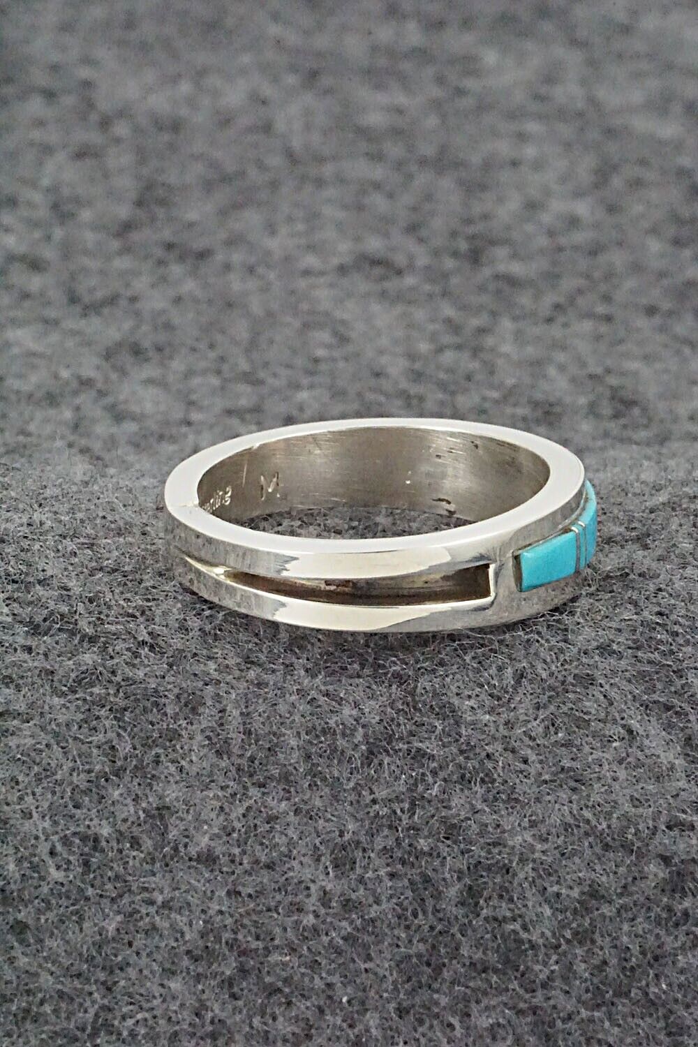 Turquoise & Sterling Silver Inlay Ring - Wilbert Muskett Jr. - Size 12.5