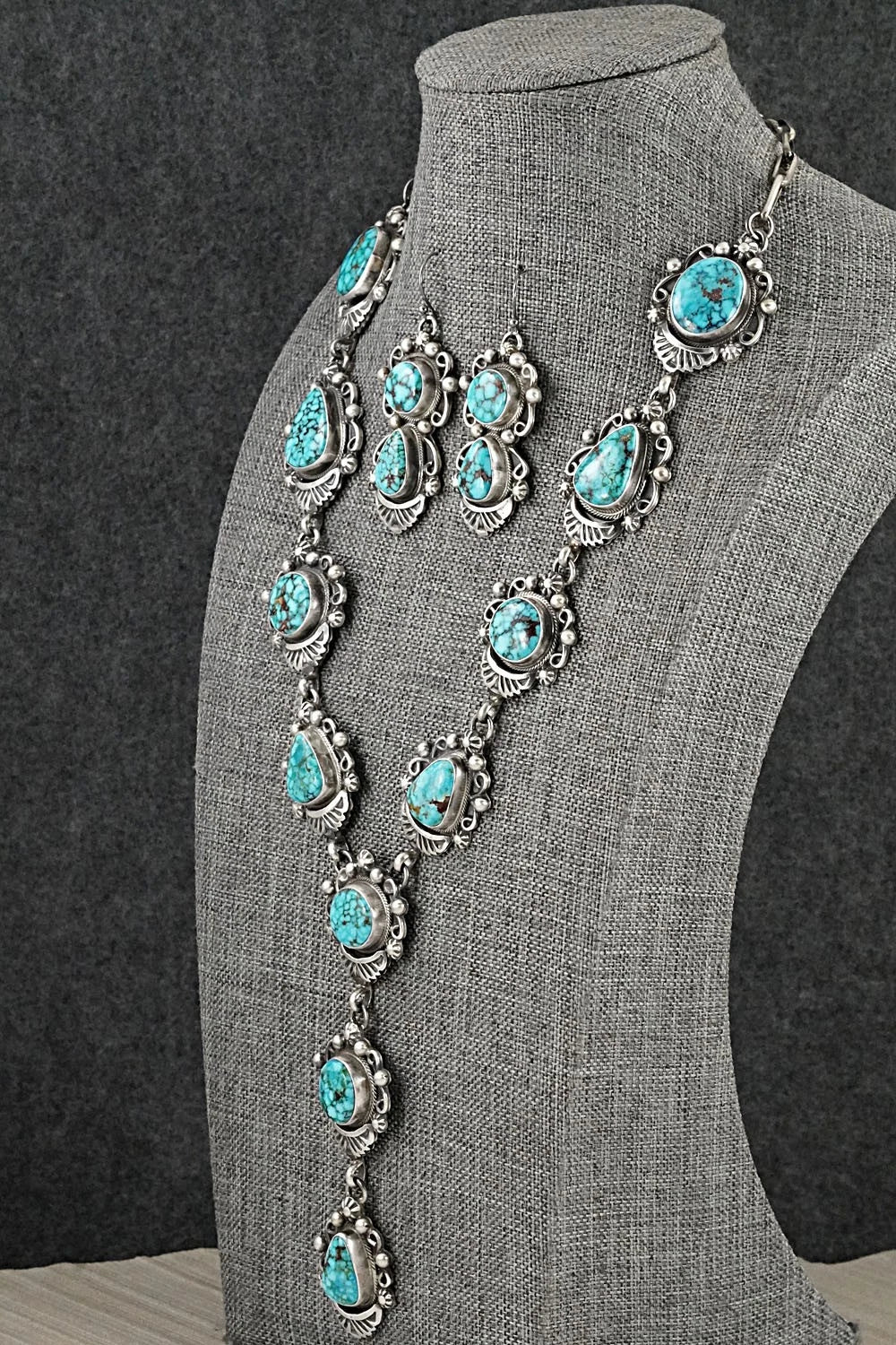 Turquoise & Sterling Silver Necklace and Earrings Set - Kathleen Livingston