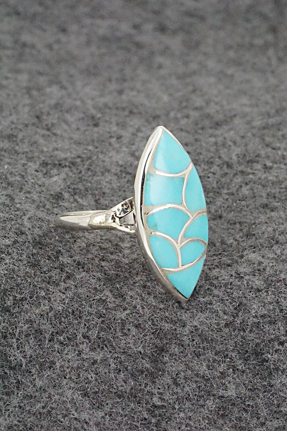 Turquoise & Sterling Silver Ring - Orena Leekya - Size 7.5