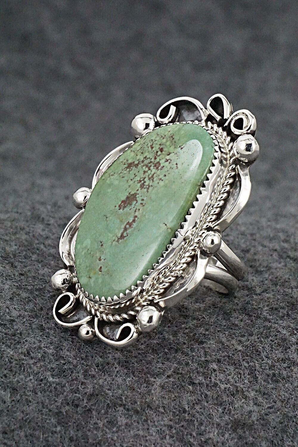 Turquoise & Sterling Silver Ring - Leslie Nez - Size 9