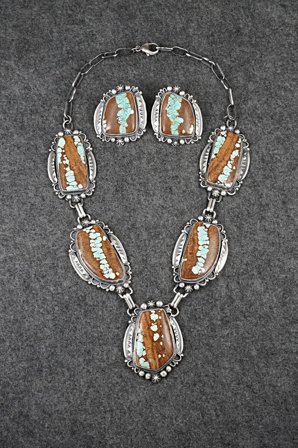 Turquoise & Sterling Silver Necklace and Earrings Set - Bob Becenti