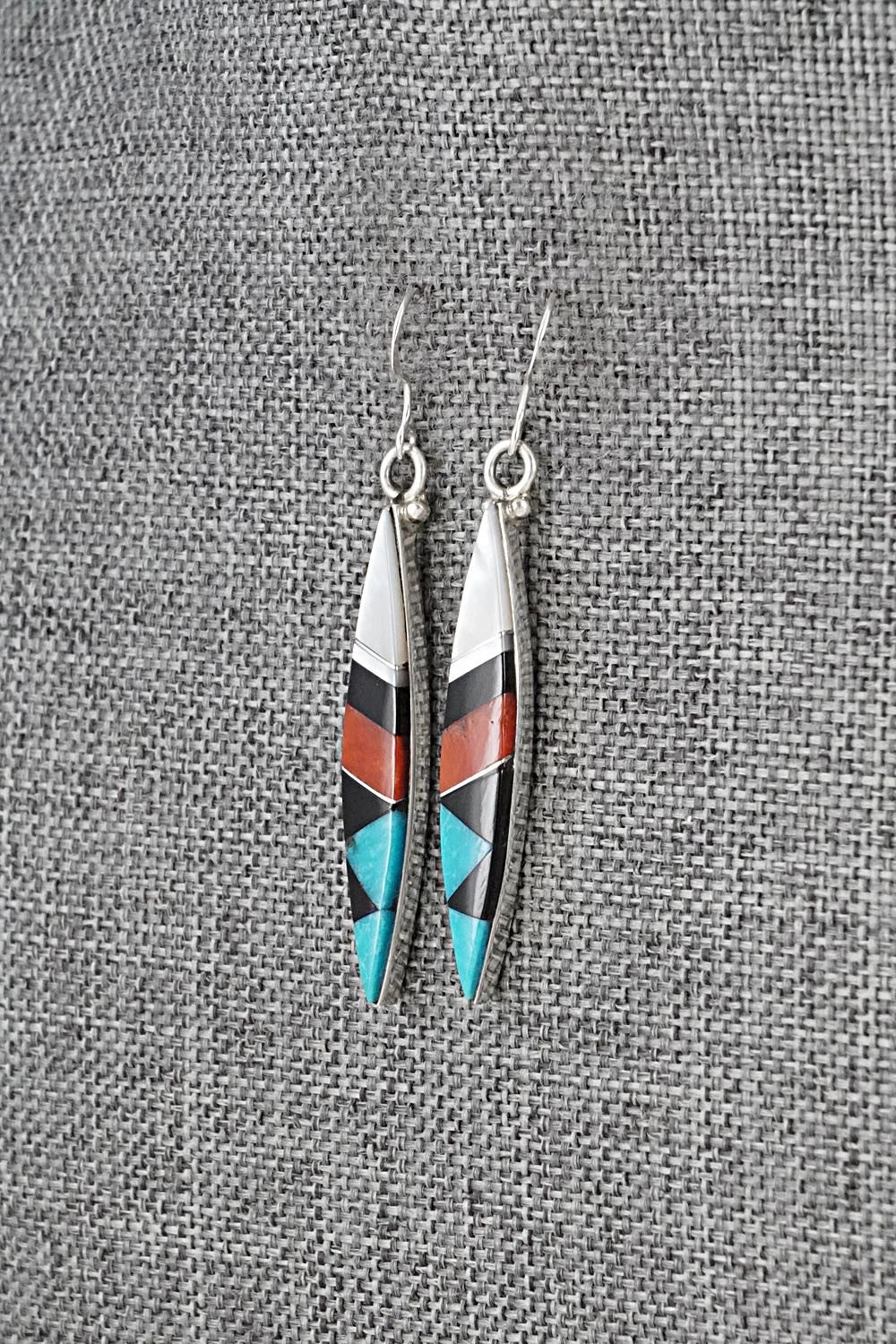 Multi-Stone Inlay & Sterling Silver Earrings - Cleo Kallestewa