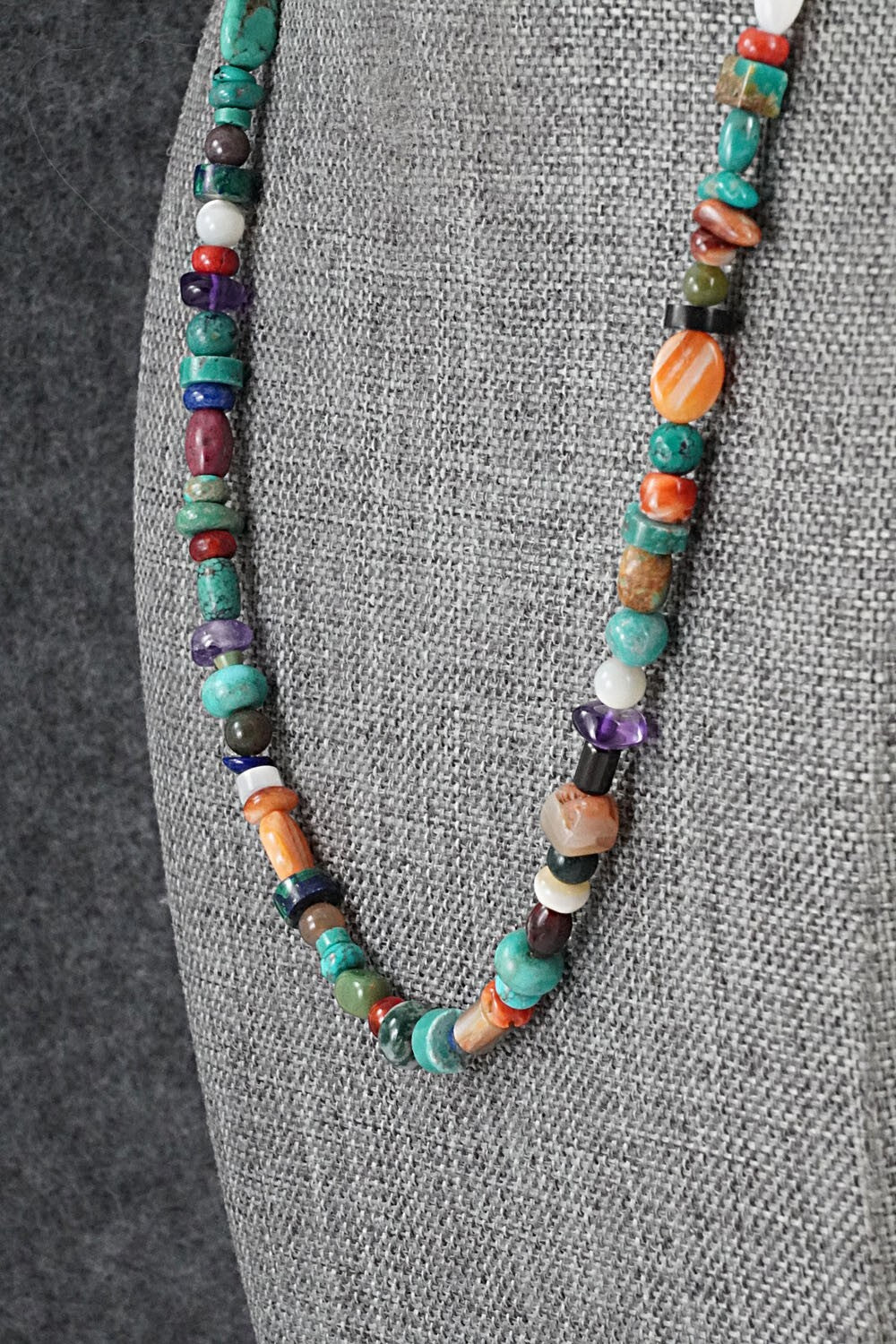 Multi-Stone & Sterling Silver Necklace 18" - Helen Tsosie