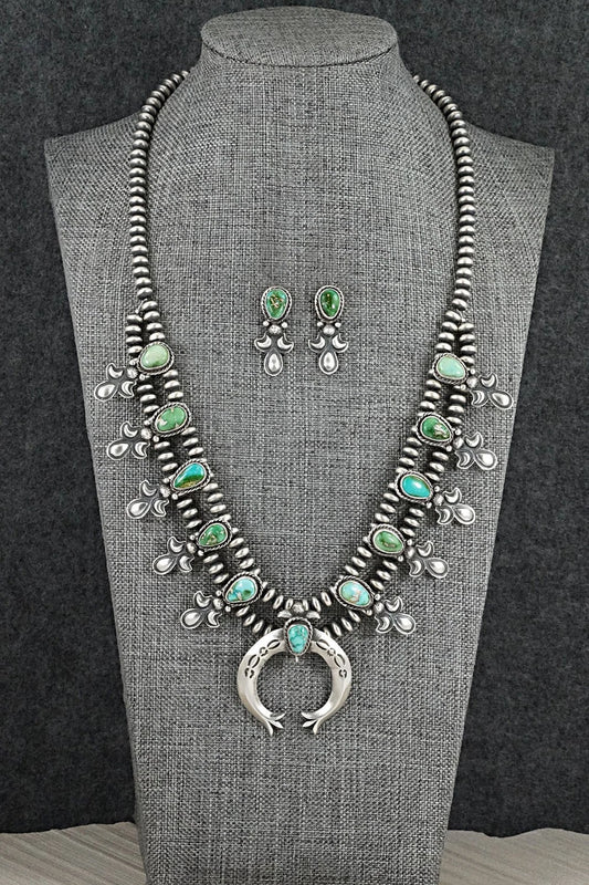 Turquoise & Sterling Silver Squash Blossom Set - Adrienne Gordon