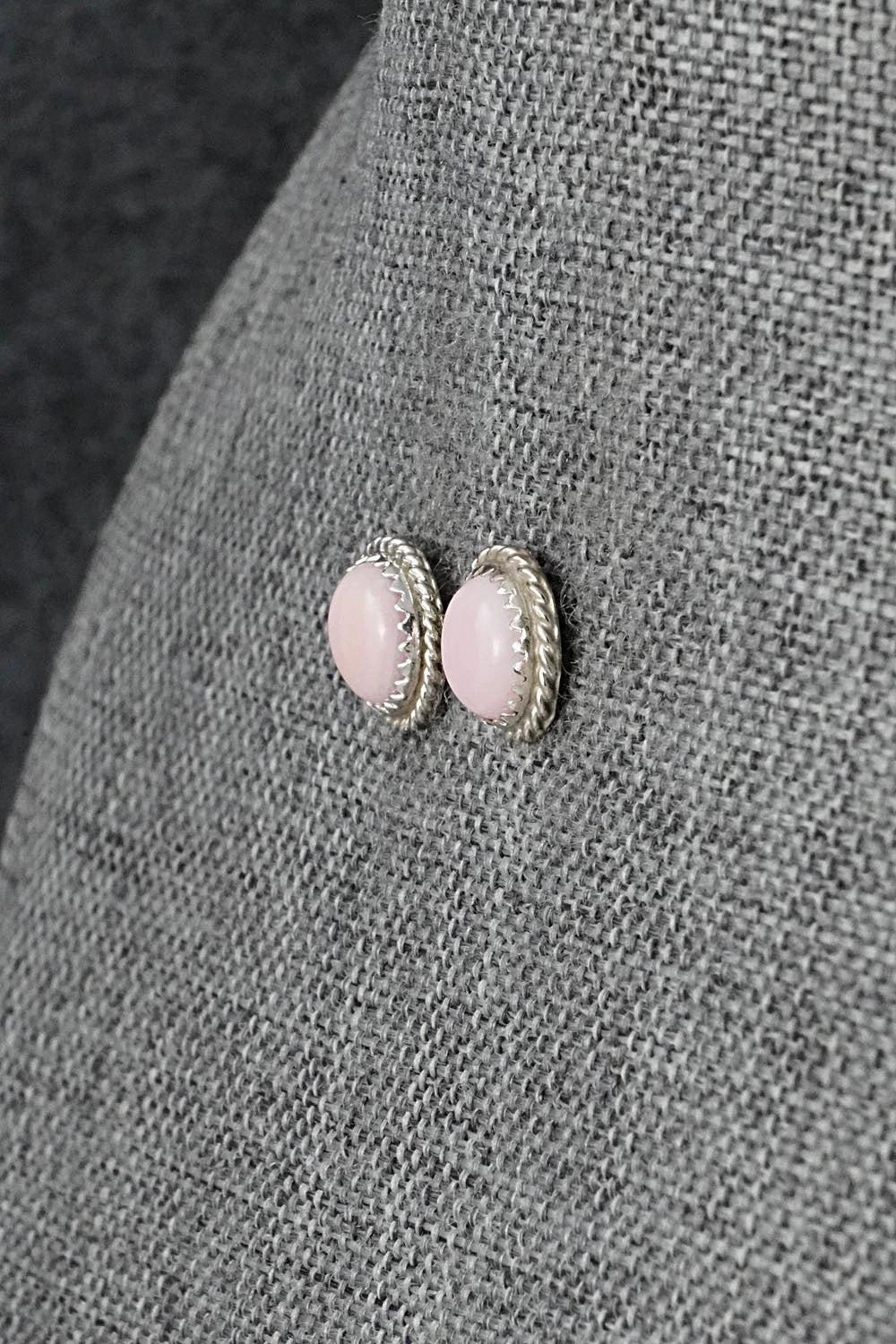 Pink Conch & Sterling Silver Earrings - Esther White