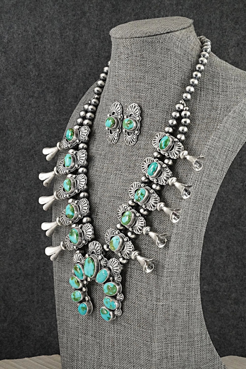 Turquoise & Sterling Silver Squash Blossom Set - Randy Boyd