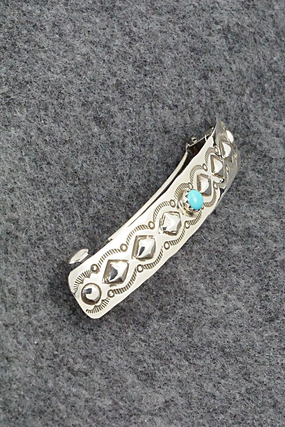 Turquoise & Sterling Silver Hair Barrette - Jennie Blackgoat