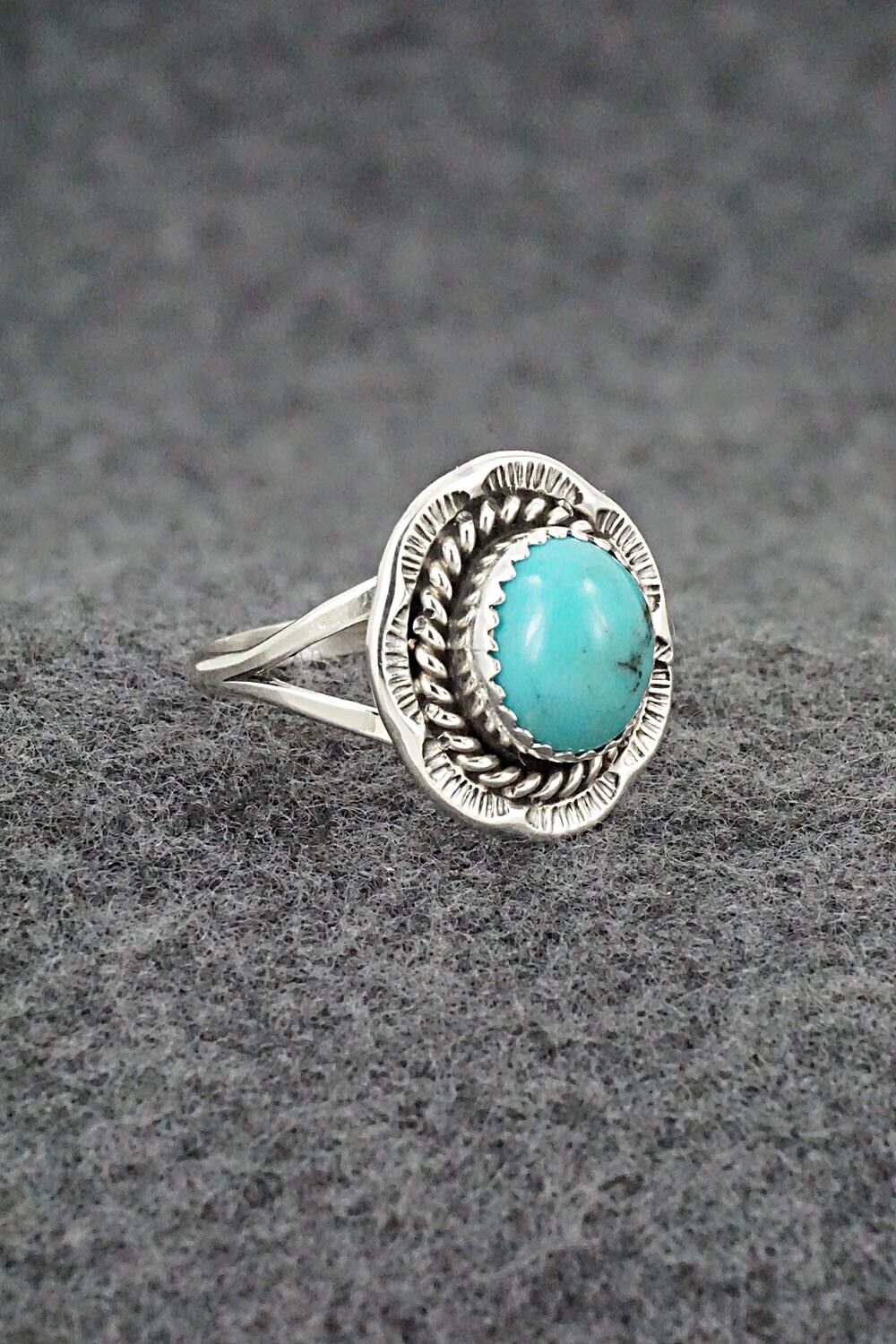 Turquoise & Sterling Silver Ring - Freda Martinez - Size 8.75