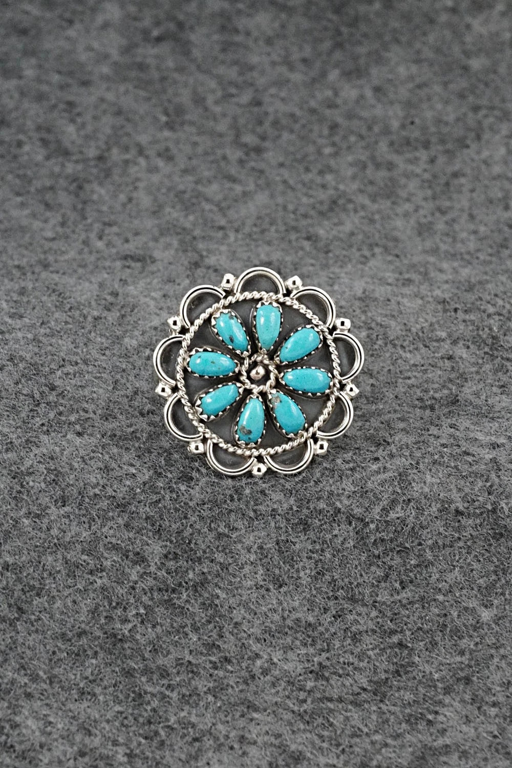 Turquoise & Sterling Silver Ring - Gerald Mitchell - Size Adjustable