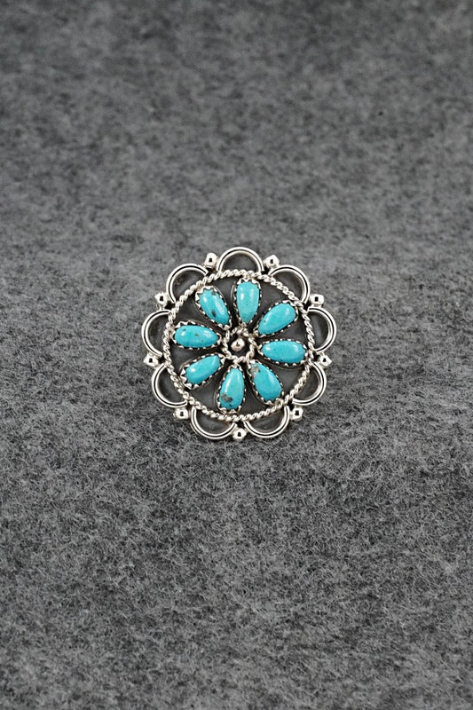 Turquoise & Sterling Silver Ring - Gerald Mitchell - Size Adjustable