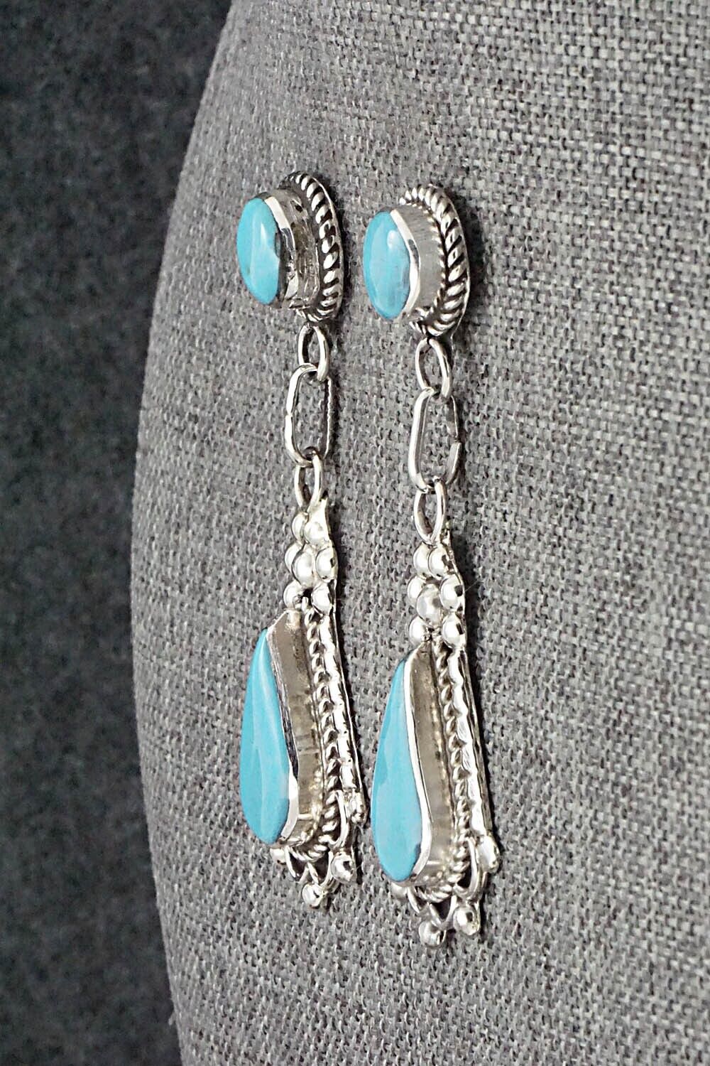 Turquoise & Sterling Silver Earrings - Juanita Yatsatie