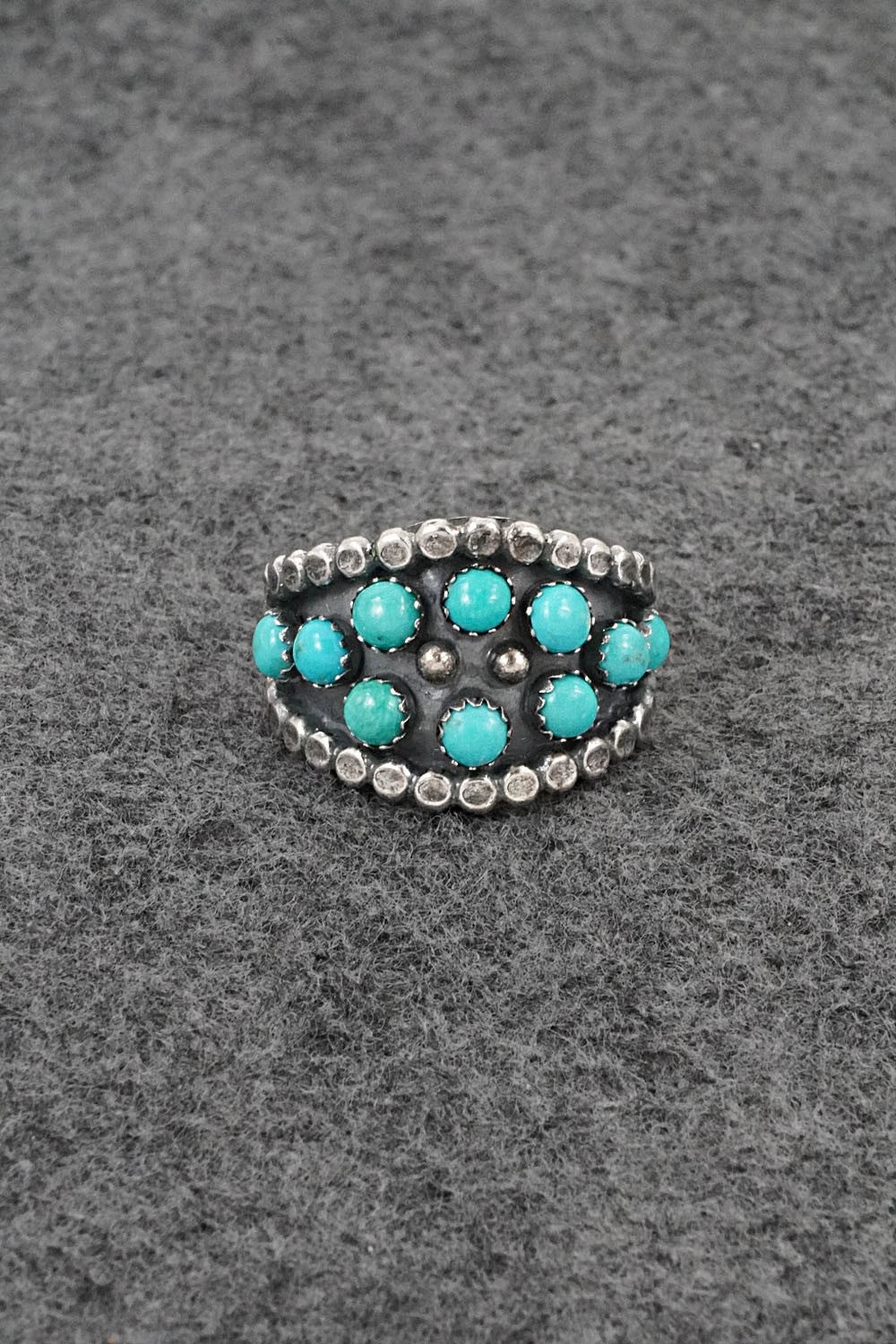 Turquoise & Sterling Silver Ring - Kenny Lonjose - Size 9.5