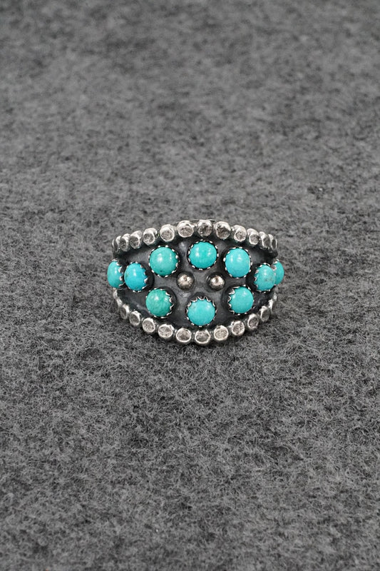 Turquoise & Sterling Silver Ring - Kenny Lonjose - Size 9.5