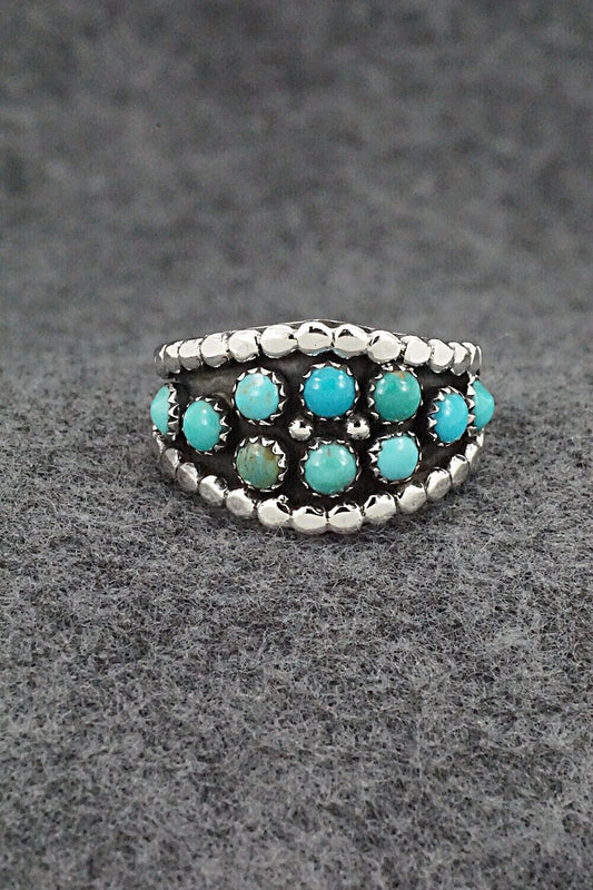Turquoise & Sterling Silver Ring - Kenny Lonjose - Size 11