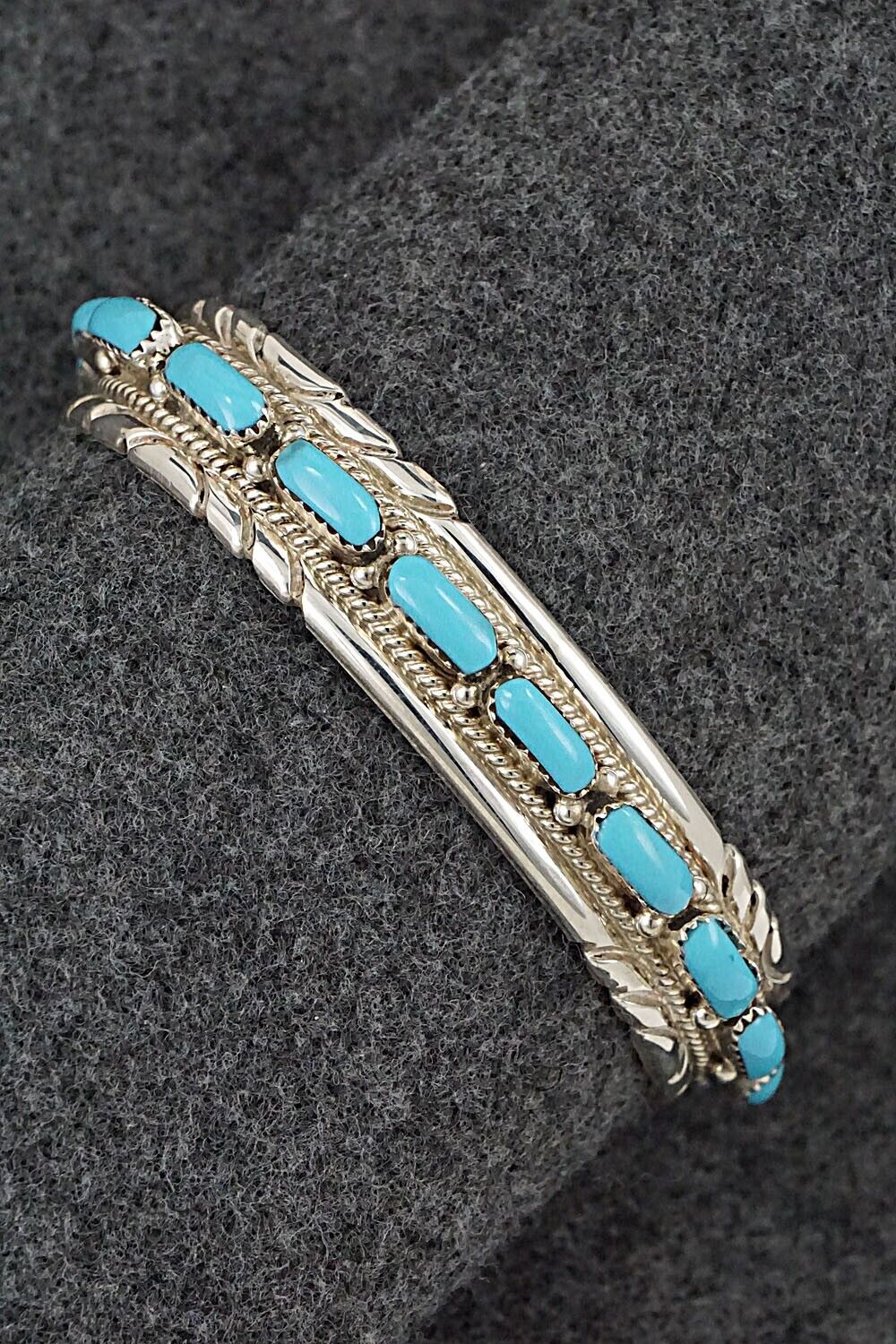 Turquoise & Sterling Silver Bracelet - Leland Kaamasee