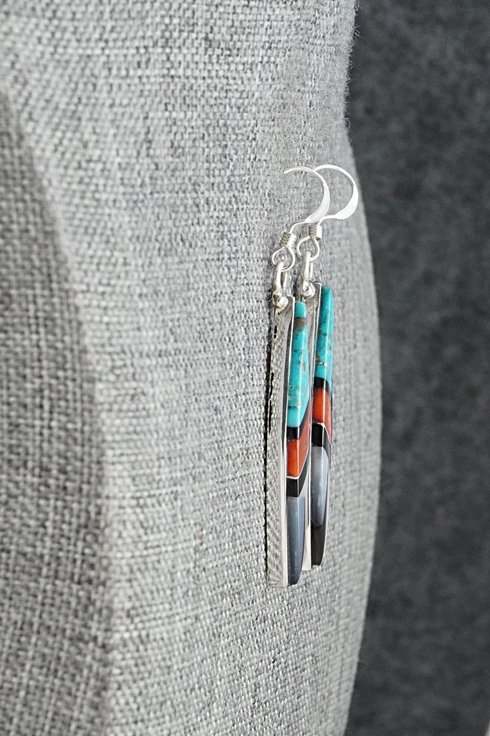 Multi-Stone Inlay & Sterling Silver Earrings - Cleo Kallestewa