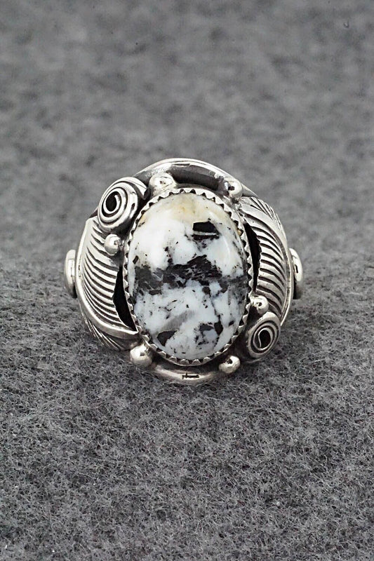White Buffalo & Sterling Silver Ring - Darrell Morgan - Size 9